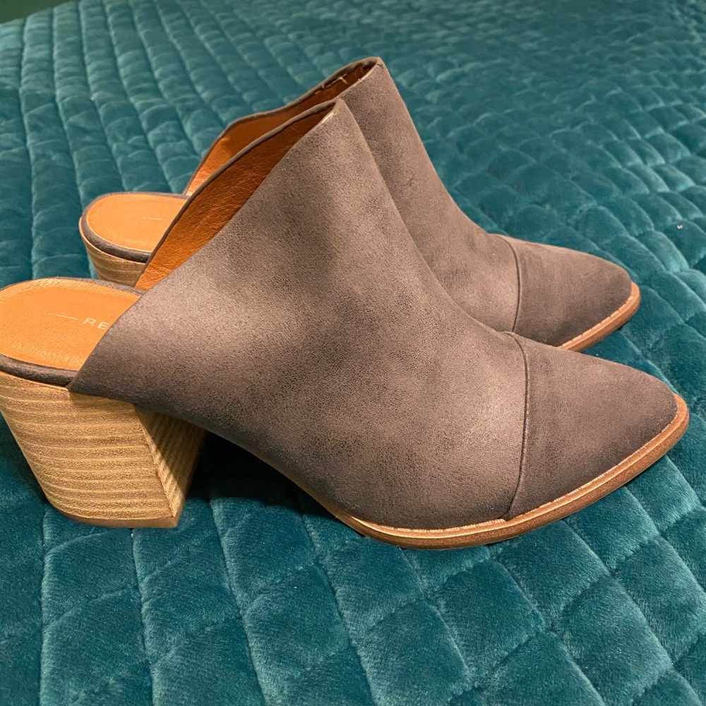 Open heel slip on booties